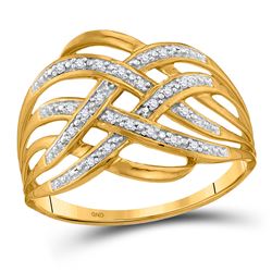 1/20 CTW Round Diamond Woven Fashion Ring 10kt Yellow Gold - REF-10R2H