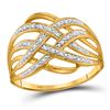 Image 1 : 1/20 CTW Round Diamond Woven Fashion Ring 10kt Yellow Gold - REF-10R2H