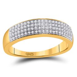 1/4 CTW Mens Round Pave-set Diamond Wedding Ring 10kt Yellow Gold - REF-20T3K
