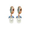 Image 1 : Genuine 10.30 ctw Blue Topaz & Pearl Earrings 14KT Rose Gold - REF-56P7H