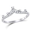 Image 1 : 1/5 CTW Round Diamond Crown Tiara Fashion Ring 10kt White Gold - REF-15N5Y