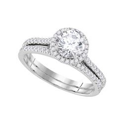1 CTW Round Diamond Bridal Wedding Engagement Ring 14kt White Gold - REF-239F9M