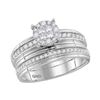 Image 2 : 5/8 CTW His & Hers Diamond Cluster Matching Bridal Wedding Ring 14kt White Gold - REF-105X5T