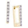 Image 1 : 1/20 CTW Round Diamond Rectangle Notched-post Hoop Earrings 10kt Yellow Gold - REF-9A3N