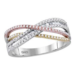 3/8 CTW Round Diamond Crossover Ring 10kt Tri-Tone Gold - REF-33A3N