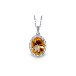 Genuine 4.88 ctw Citrine & Diamond Necklace 14KT White Gold - REF-70Y2F