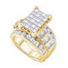 Image 1 : 4 CTW Princess Diamond Cluster Bridal Wedding Engagement Ring 14kt Yellow Gold - REF-324F3M