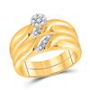 Image 2 : 1/6 CTW His & Hers Round Diamond Cluster Matching Bridal Wedding Ring 10kt Yellow Gold - REF-39N6Y