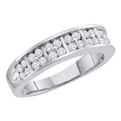 1/2 CTW Round Diamond Double Row Ring 14kt White Gold - REF-45F6M