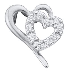 1/10 CTW Round Diamond Small Dainty Heart Pendant 10kt White Gold - REF-9W6F