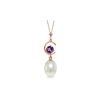 Image 1 : Genuine 4.5 ctw Pearl & Amethyst Necklace 14KT Rose Gold - REF-20M5T