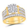 Image 1 : 1 & 1/3 CTW Princess Diamond Bridal Wedding Engagement Ring 14kt Yellow Gold - REF-131F9M