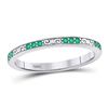 Image 1 : 1/8 CTW Round Emerald Single Row Flourished Stackable Ring 10kt White Gold - REF-11K9R