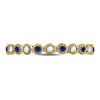 Image 2 : 1/6 CTW Round Blue Sapphire Diamond Beaded Dot Stackable Ring 10kt Yellow Gold - REF-13R2H