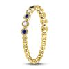 Image 3 : 1/6 CTW Round Blue Sapphire Diamond Beaded Dot Stackable Ring 10kt Yellow Gold - REF-13R2H