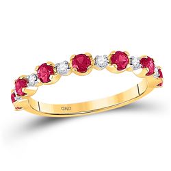 1 CTW Round Lab-Created Ruby Ring 10kt Yellow Gold - REF-14F4M