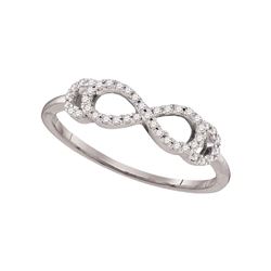 1/8 CTW Round Diamond Infinity Ring 10kt White Gold - REF-10H8W