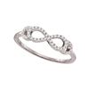 Image 1 : 1/8 CTW Round Diamond Infinity Ring 10kt White Gold - REF-10H8W