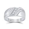 Image 1 : 1/10 CTW Mens Round Diamond Wedding Single Row Ring 10kt White Gold - REF-20A3N