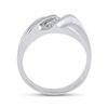 Image 3 : 1/10 CTW Mens Round Diamond Wedding Single Row Ring 10kt White Gold - REF-20A3N