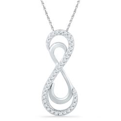 1/10 CTW Round Diamond Vertical Double Infinity Pendant 10kt White Gold - REF-9A6N