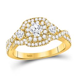 1 CTW Round Diamond 3-stone Twist Bridal Wedding Engagement Ring 14kt Yellow Gold - REF-107X9T