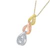 Image 2 : 1/6 CTW Round Diamond Triple Teardrop Moving Twinkle Pendant 10kt Tri-Tone Gold - REF-19T2K