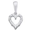 Image 1 : 0.01 CTW Round Diamond Heart Pendant 14kt White Gold - REF-4N8Y