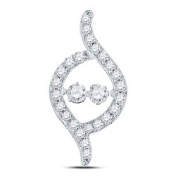1/2 CTW Round Diamond Moving Twinkle 2-stone Pendant 14kt White Gold - REF-35R9H