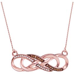 1/8 CTW Round Brown Diamond Infinity Necklace 10kt Rose Gold - REF-16T8K