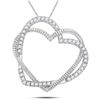 Image 1 : 1/8 CTW Round Diamond Double Intertwined Heart Pendant 10kt White Gold - REF-11F9M