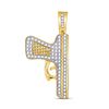 Image 1 : 5/8 CTW Mens Round Diamond Handgun Pistol Charm Pendant 10kt Yellow Gold - REF-47M9A