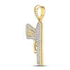 Image 2 : 5/8 CTW Mens Round Diamond Handgun Pistol Charm Pendant 10kt Yellow Gold - REF-47M9A
