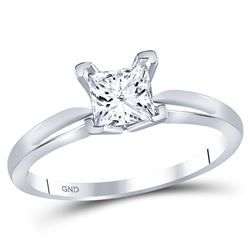 7/8 CTW Princess Diamond Solitaire Bridal Wedding Engagement Ring 14kt White Gold - REF-192F3M