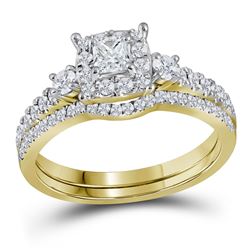 7/8 CTW Princess Diamond Bridal Wedding Engagement Ring 14kt Yellow Gold - REF-83K9R