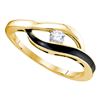 Image 1 : 1/8 CTW Round Diamond Solitaire Black-tone Promise Bridal Ring 10kt Yellow Gold - REF-14R4H