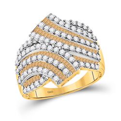 1 & 3/4 CTW Baguette Brown Diamond Bypass Ring 14kt Yellow Gold - REF-99H6W