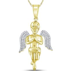 1/4 CTW Mens Round Diamond Praying Angel Charm Pendant 10kt Yellow Gold - REF-41F9M