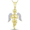 Image 1 : 1/4 CTW Mens Round Diamond Praying Angel Charm Pendant 10kt Yellow Gold - REF-41F9M
