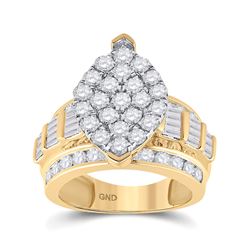 3 CTW Round Diamond Oval Cluster Bridal Wedding Engagement Ring 10kt Yellow Gold - REF-162N3Y