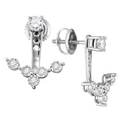 5/8 CTW Round Diamond Earrings 10kt White Gold - REF-55A2N