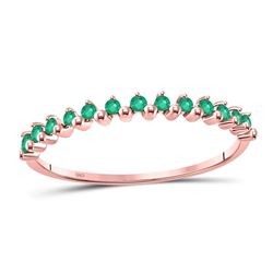 1/8 CTW Round Emerald Stackable Ring 10kt Rose Gold - REF-7A5N