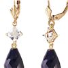 Genuine 18.6 ctw Sapphire & White Topaz Earrings 14KT Yellow Gold - REF-46Y7F