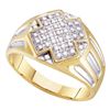 Image 1 : 1/4 CTW Mens Round Diamond Cross Cluster Ring 10kt Yellow Two-tone Gold - REF-27N5Y