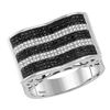 Image 1 : 7/8 CTW Mens Round Black Color Enhanced Diamond Rectangle Stripe Cluster Ring 10kt White Gold - REF-