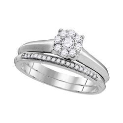 1/3 CTW Round Diamond Bridal Wedding Engagement Ring 10kt White Gold - REF-30N3Y
