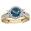 1.46 CTW London Blue Topaz & Diamond Ring 14K Yellow Gold - REF-77N9Y