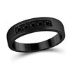 5/8 CTW Mens Round Black Color Enhanced Diamond Gunmetal Wedding Ring 10kt White Gold - REF-30X3T