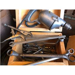 WOODEN BOX WITH CONTENTS