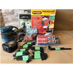 JOB LOT - TANK TOP HEATER, JEPSON PALM SANDER, ETC